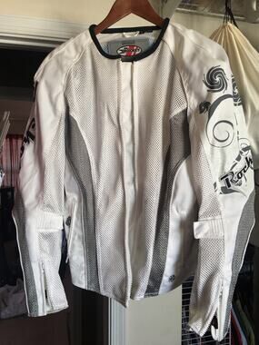Joe Rocket Motorcycle Jacket Women Lg White/Gray Sparkly